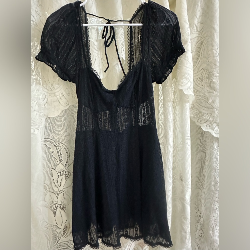 Urban Outfitters Lacy Little Black Baby Doll Dress Size Medium